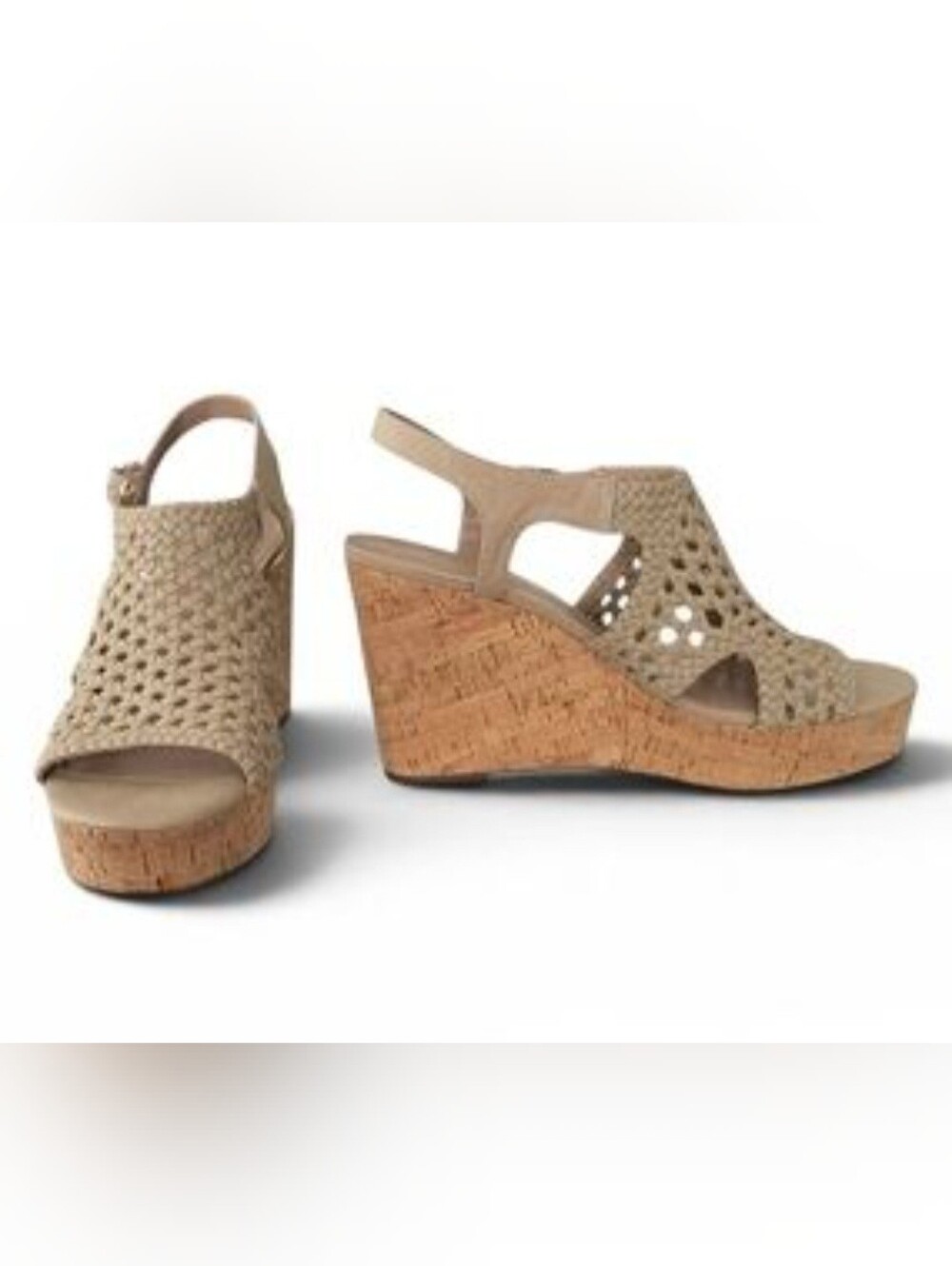 EUC Women's Mix No. 6 "Jaleena" Wedge Taupe/tan Open Toe Sandals Size 7